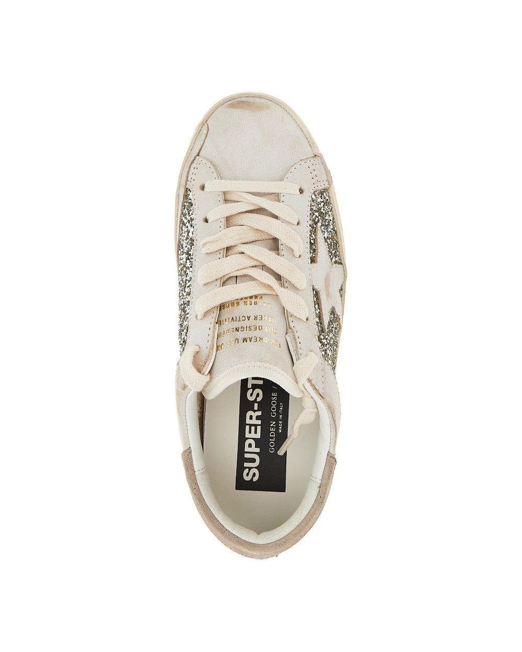 Golden Goose Deluxe Brand Natural Leather And Glitter Super-Star Sneakers