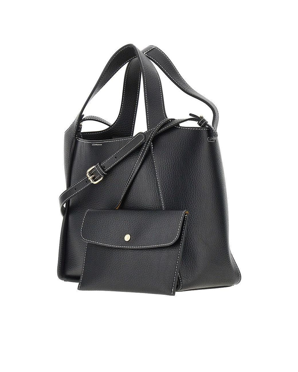 Stella McCartney Black Grained Alter Mat 'Stella Logo' Bag