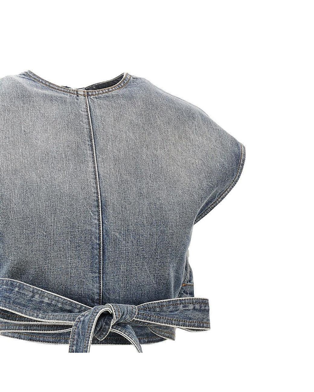 Alaïa Gray Denim Top