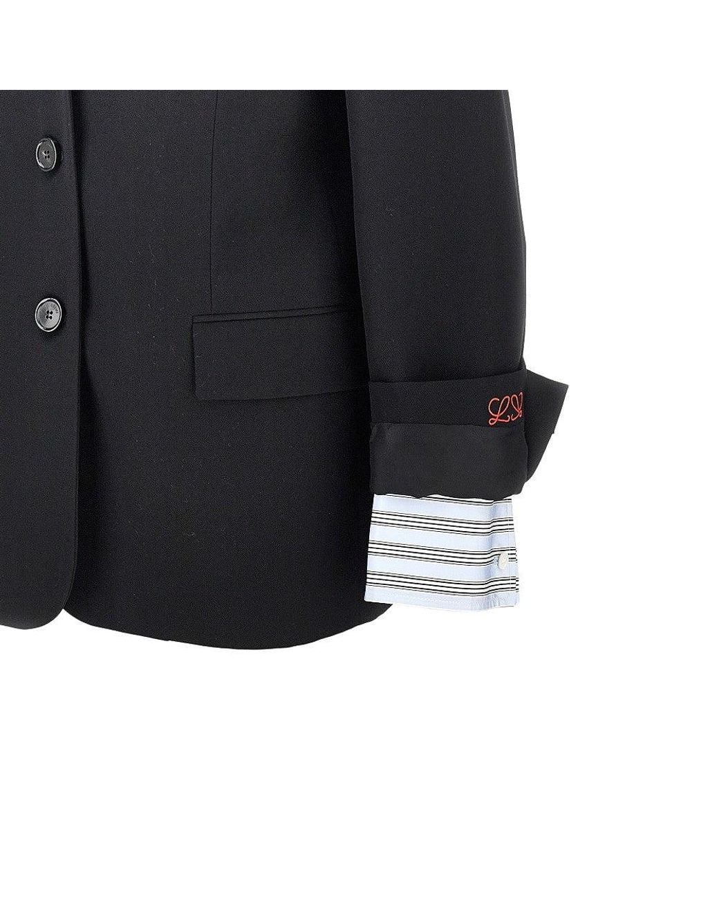 Loewe Black Single-Breasted Wool Jacket With Double Cuffs