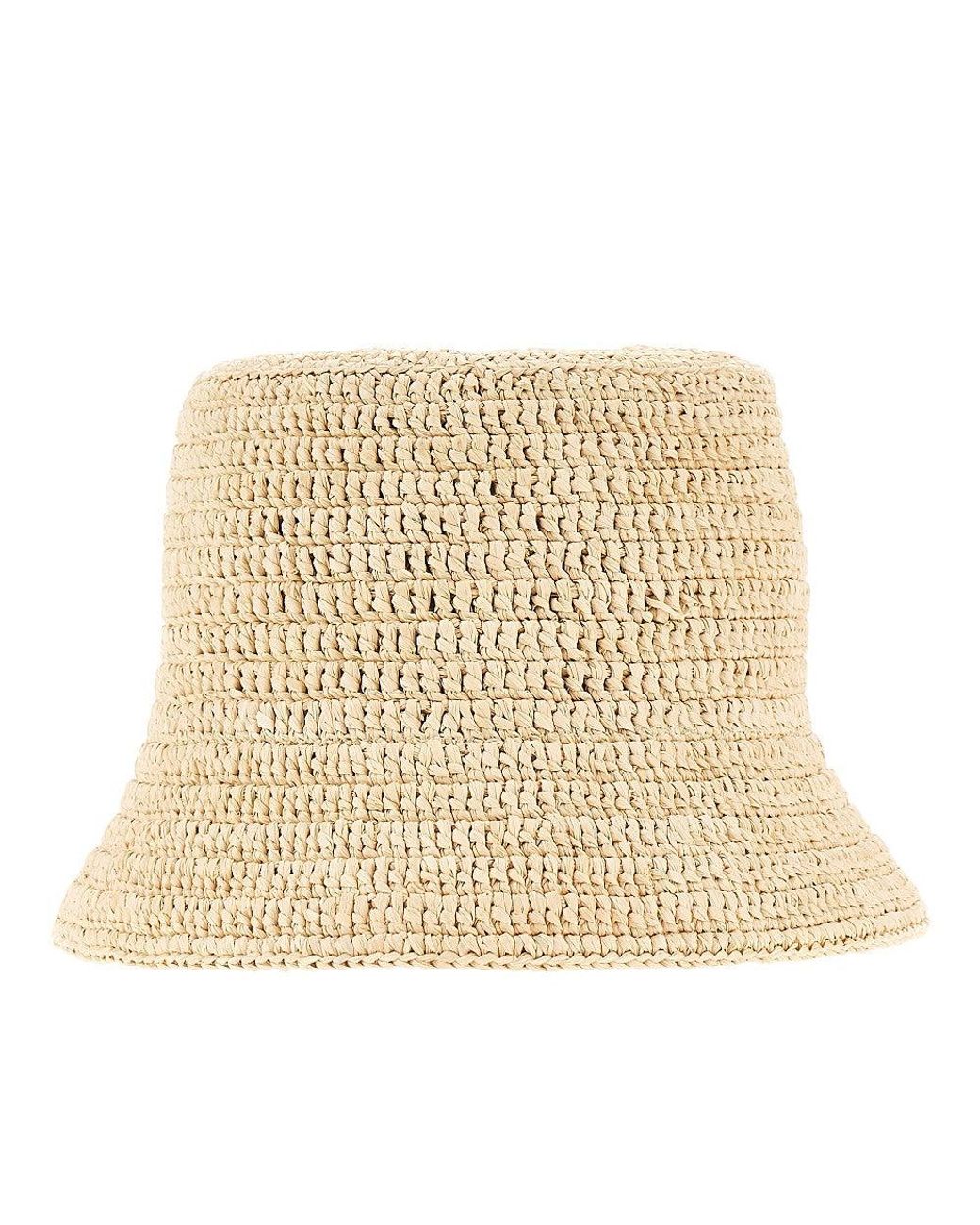 Loewe Raffia Bucket Hat With Logo in Metallic | Lyst