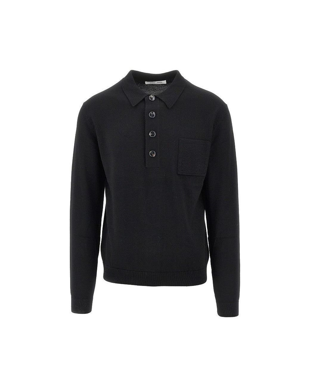Cmmn Swdn Black 'Curtis' Wool Polo Shirt for men
