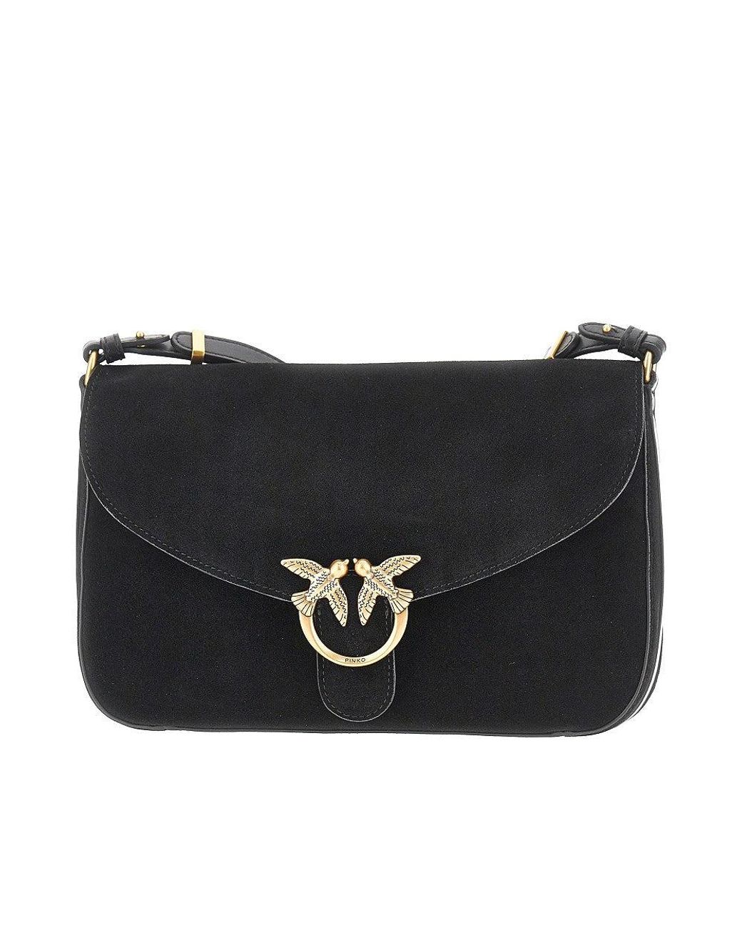 Pinko Black Suede Leather Medium Love Bag Satchel Bag