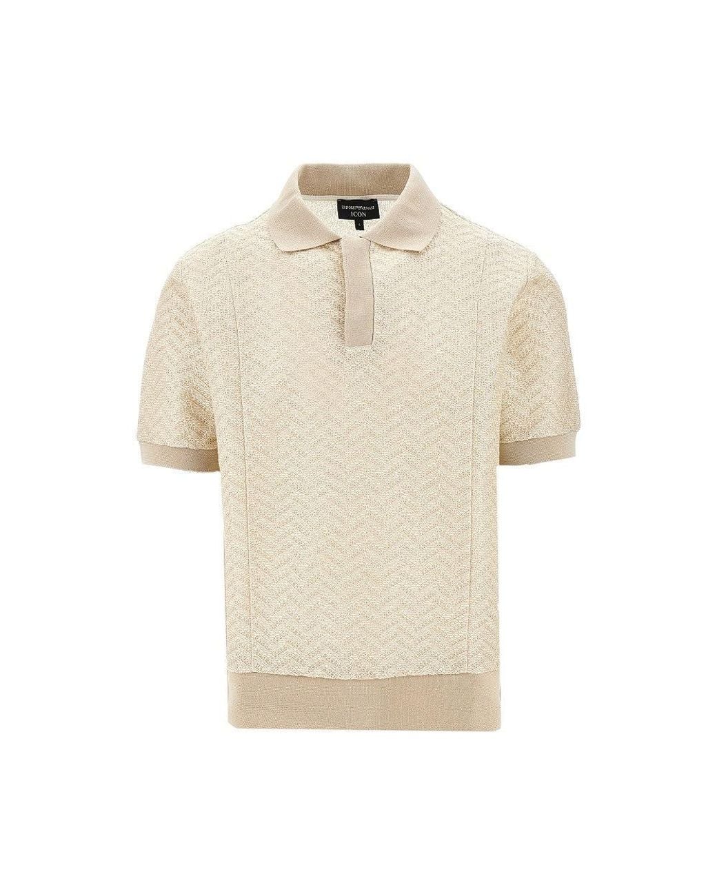 Emporio Armani Natural Icon Chevron Knitted Polo Shirt for men