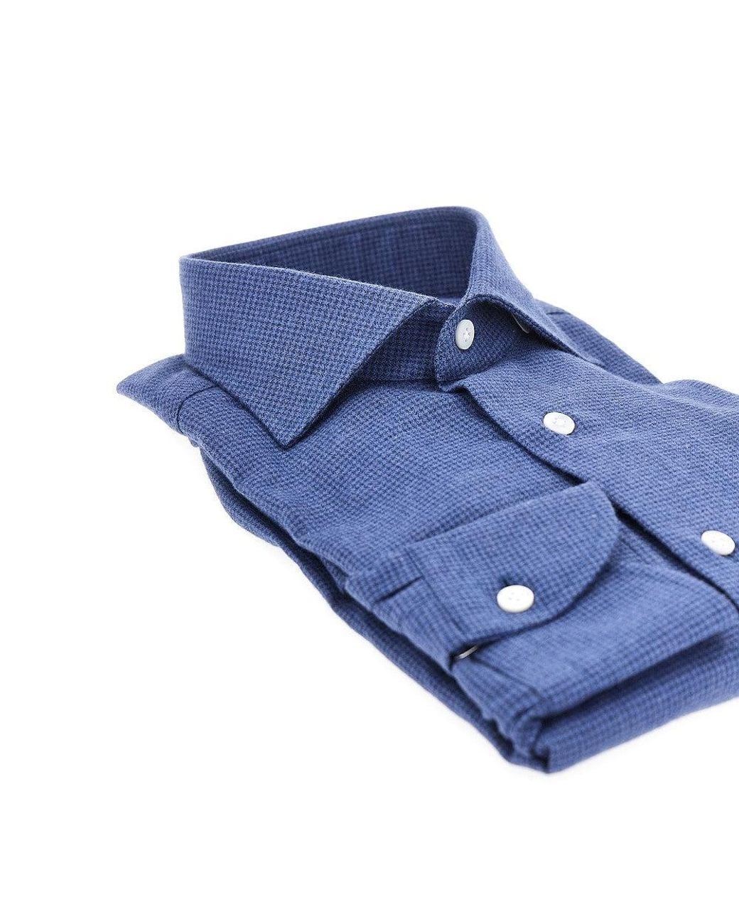 Borriello Blue Houndstooth Flannel Shirt for men