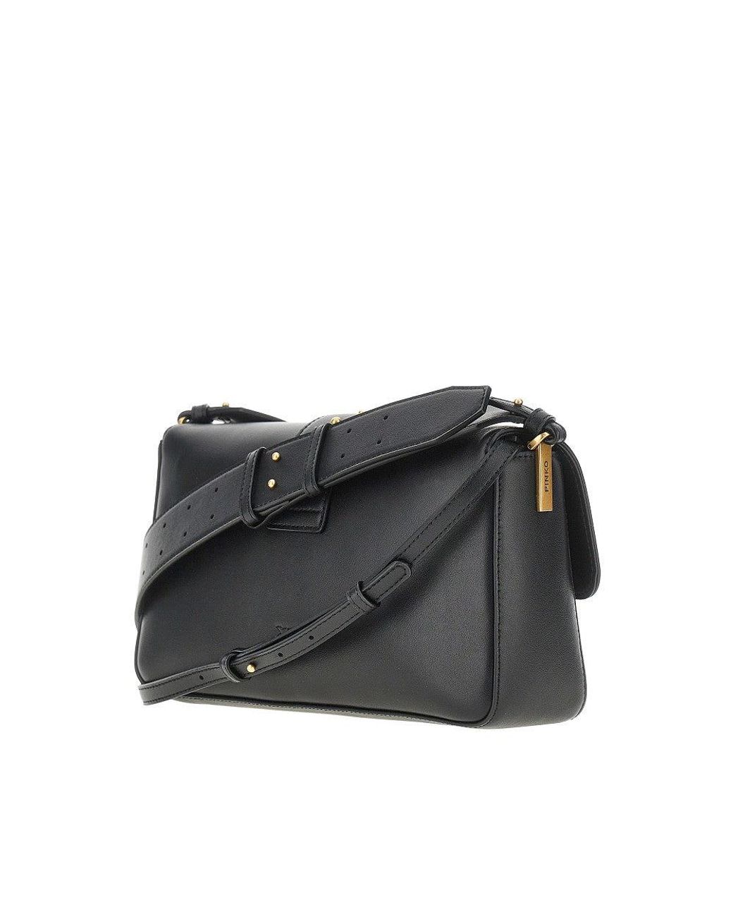 Pinko Black Leather Medium 'Love Bag Slouchy' Bag