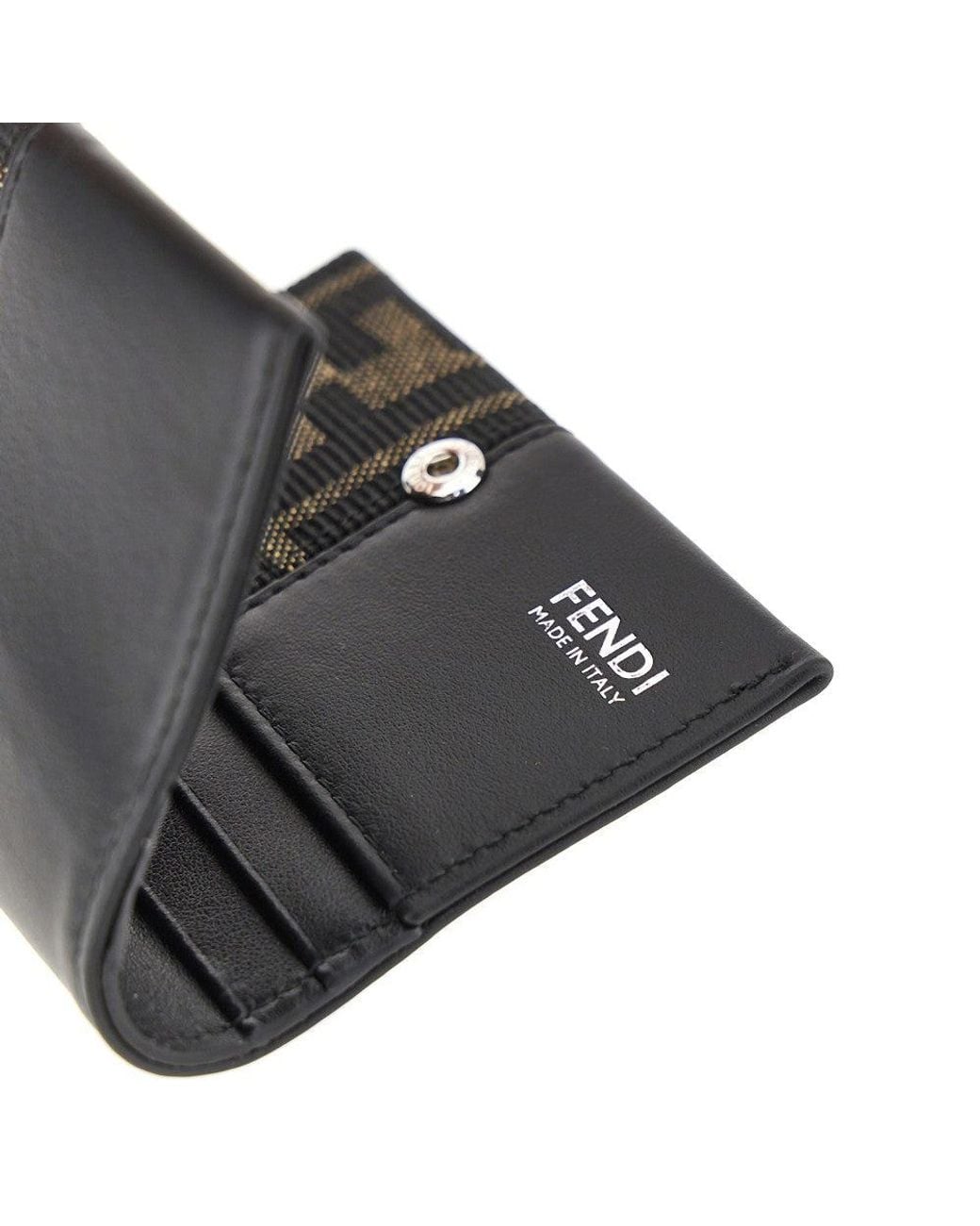 Fendi Black Ff Jacquard Bi-Fold Card Holder for men