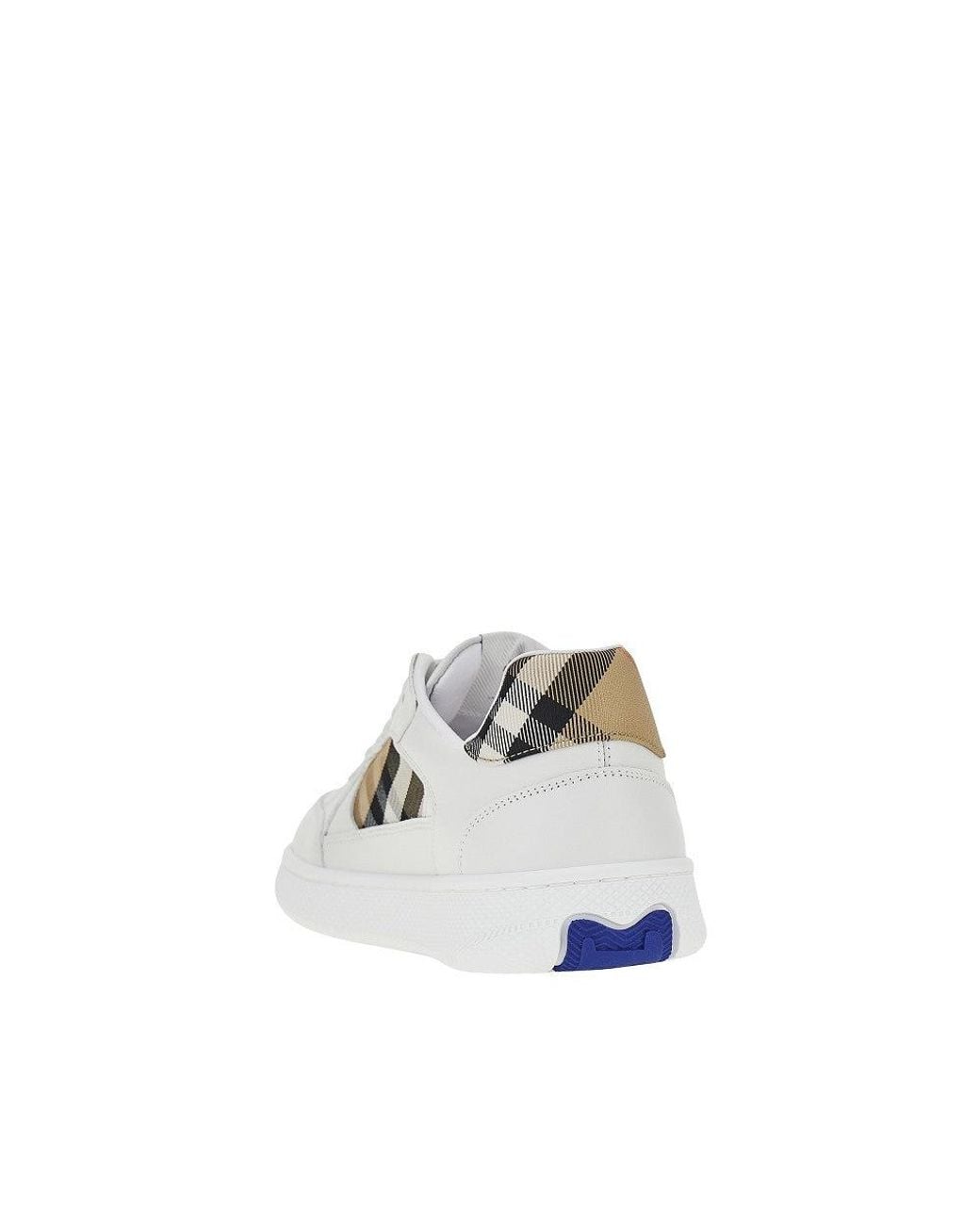 Burberry White Leather And Check Fabric 'Terrace' Sneakers for men