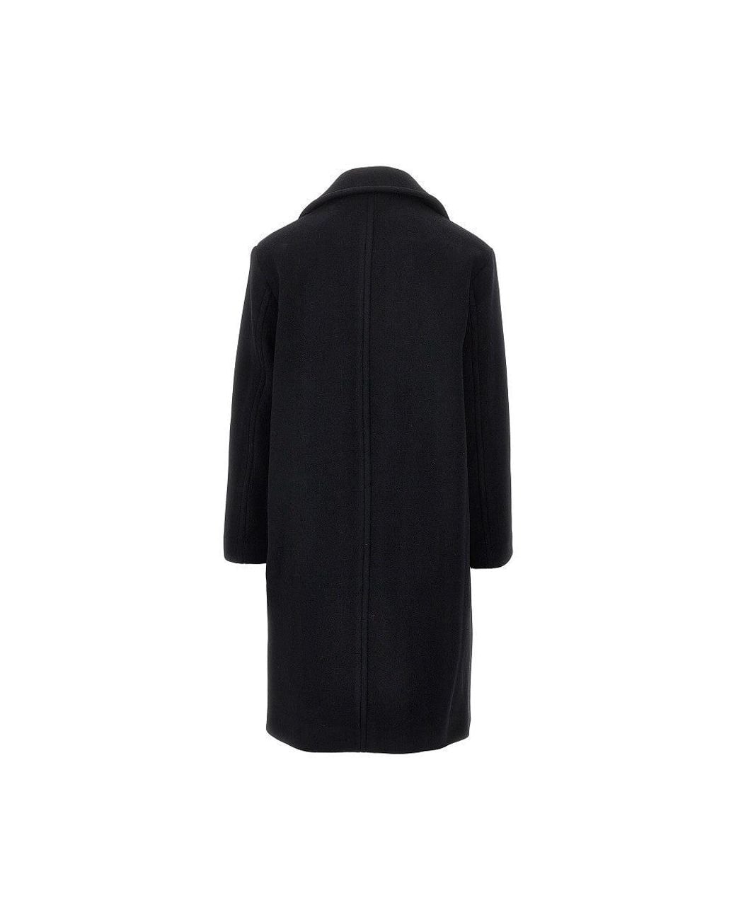 sunflower Black Wool-Blend Double-Breasted Overcoat for men