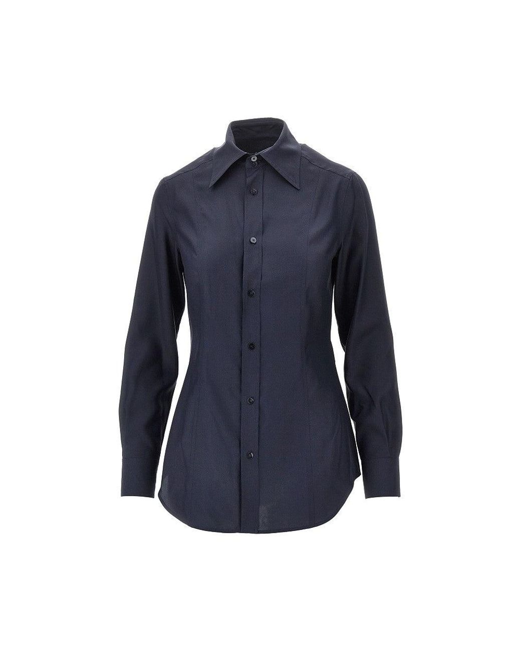 Gucci Blue Silk Poplin Shirt