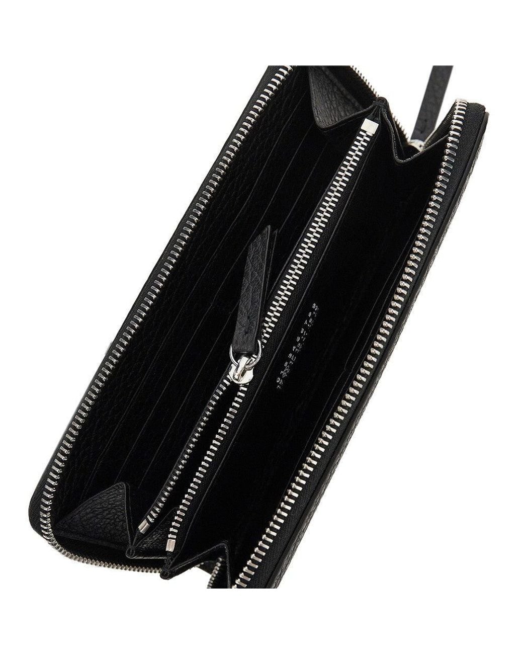 Maison Margiela Black Grained Leather Zip-Around Wallet