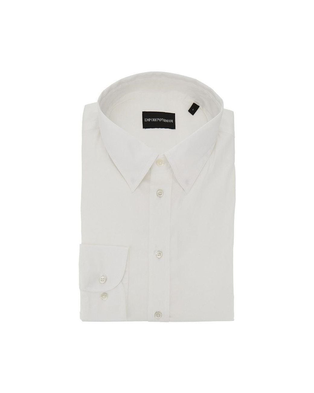 Emporio Armani White Cotton-Blend Technical Poplin Shirt for men