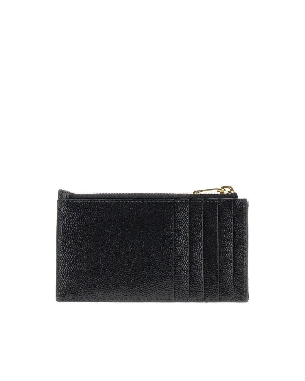 Saint Laurent Black 'Cassandre' Grained Leather Cardholder Pouch