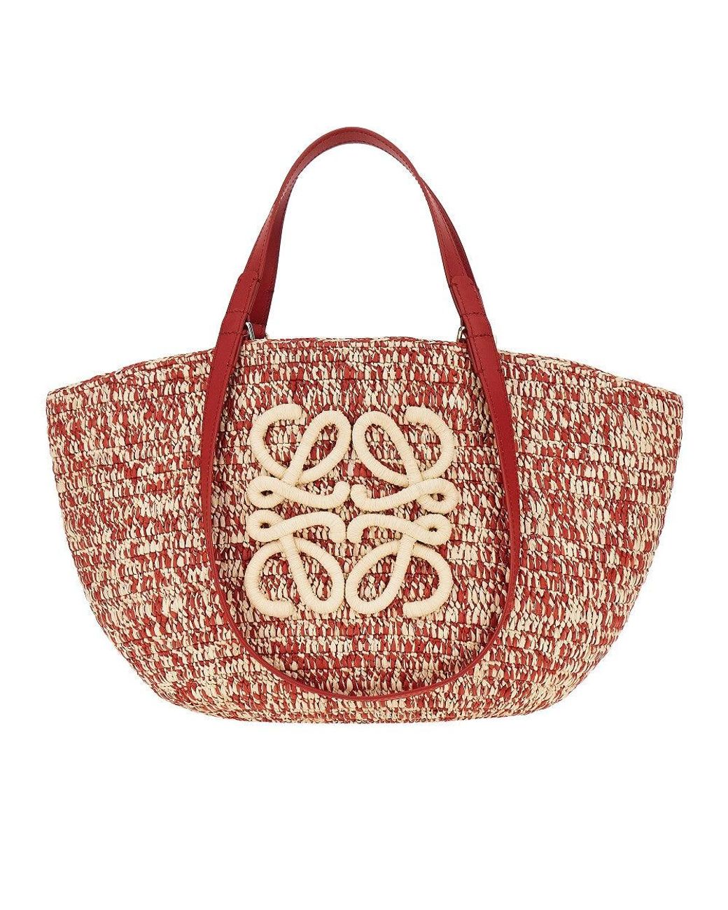 Loewe Red Raffia Medium 'Eclipse' Basket Bag