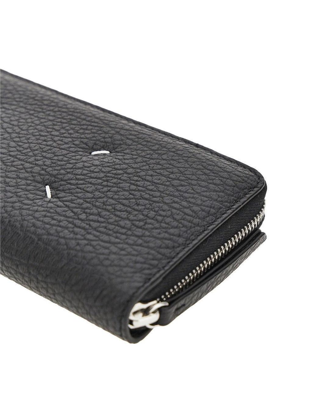 Maison Margiela Black Grained Leather Zip-Around Wallet