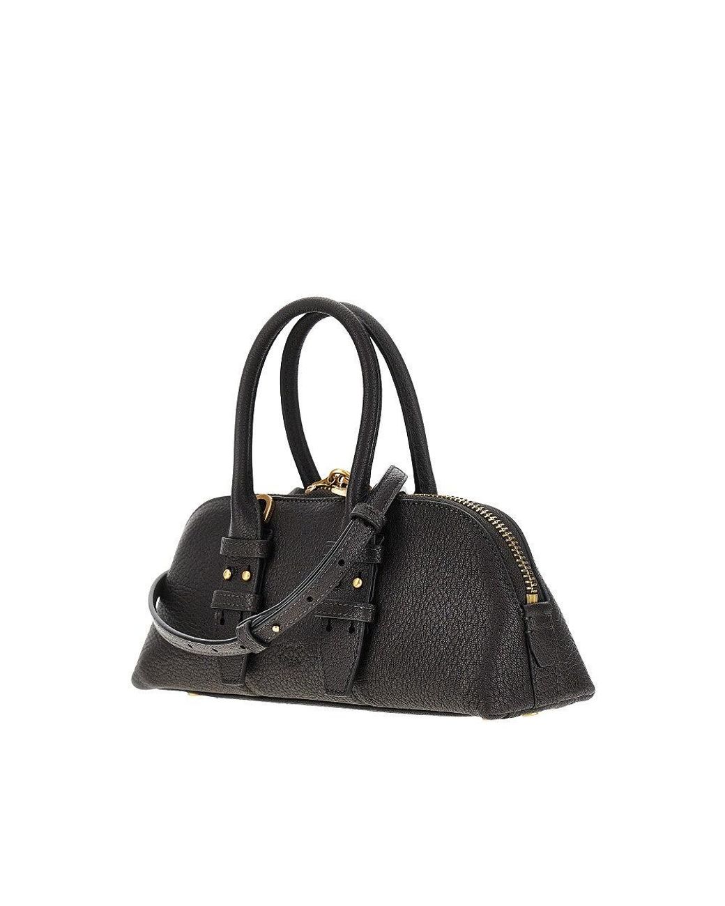 Pinko Black Grained Leather Small 'Escape Bag' Bag