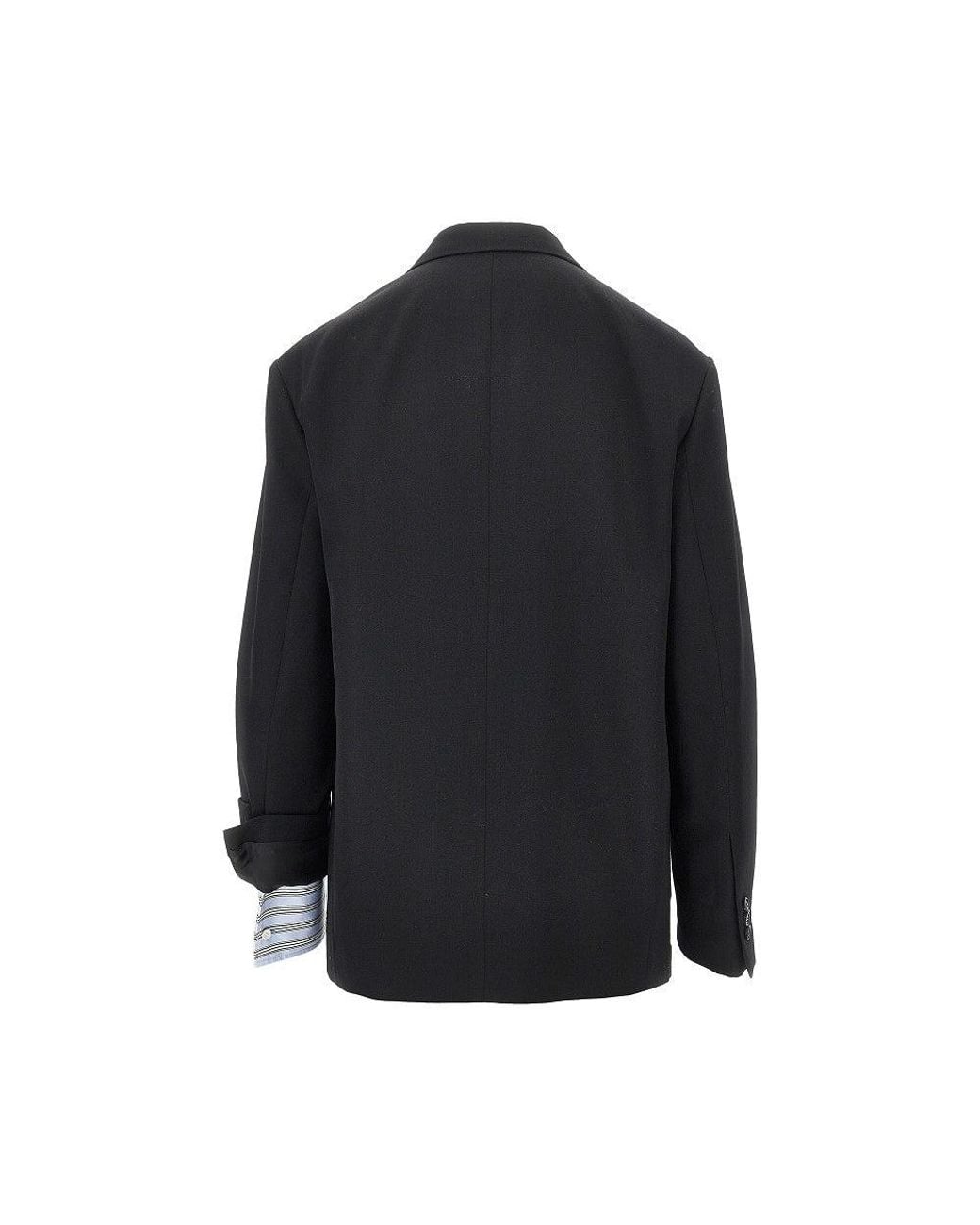 Loewe Black Single-Breasted Wool Jacket With Double Cuffs