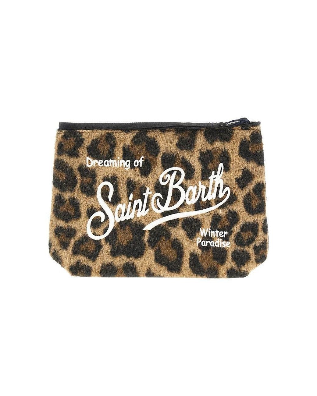 Mc2 Saint Barth Metallic 'Aline' Leopard Felt Pouch