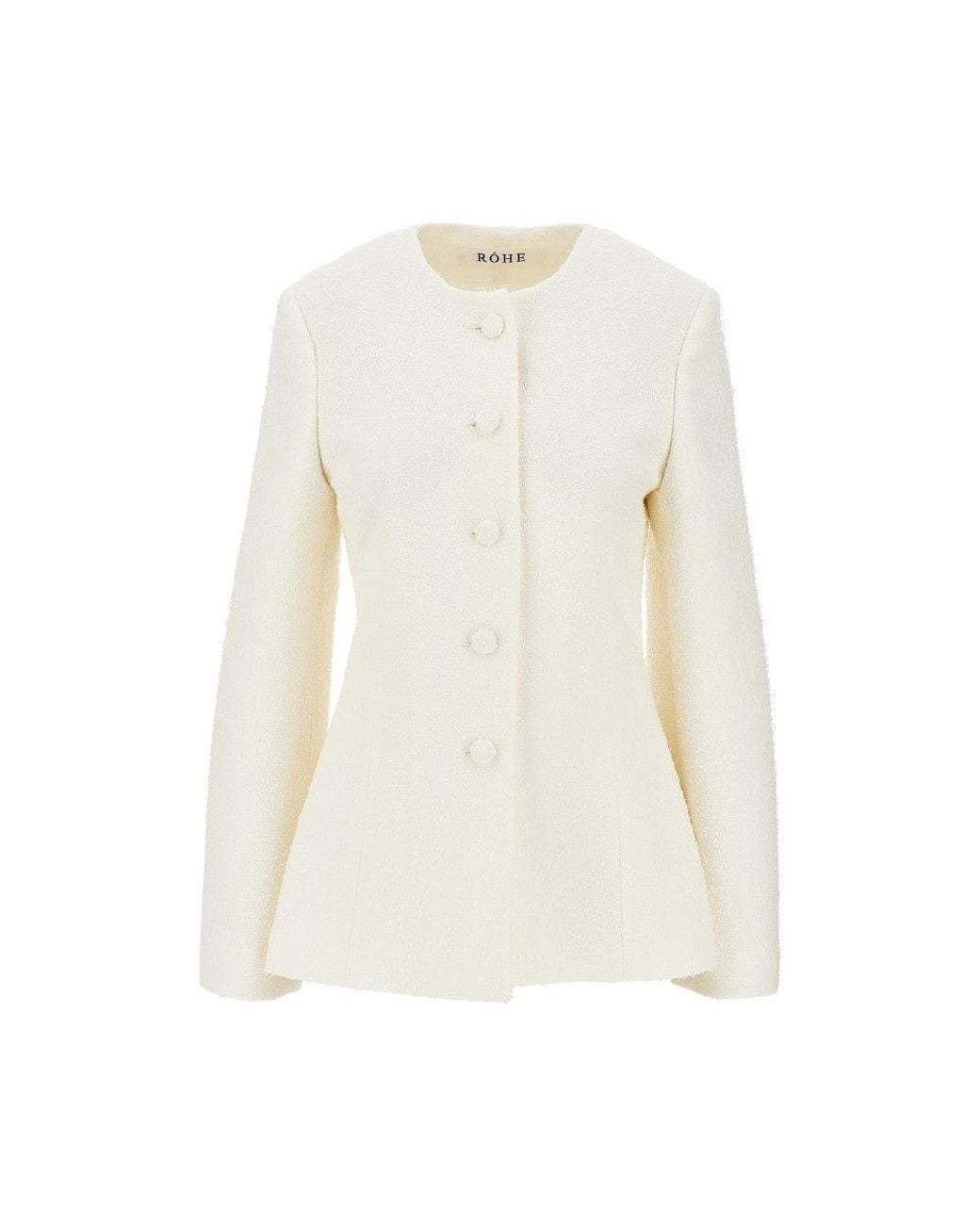 Rohe White Bouclé Shaped Blazer
