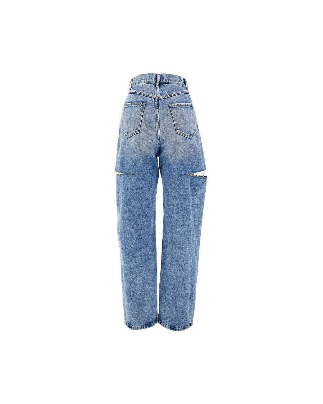 Maison Margiela Blue High-Rise Jeans With Side Rips
