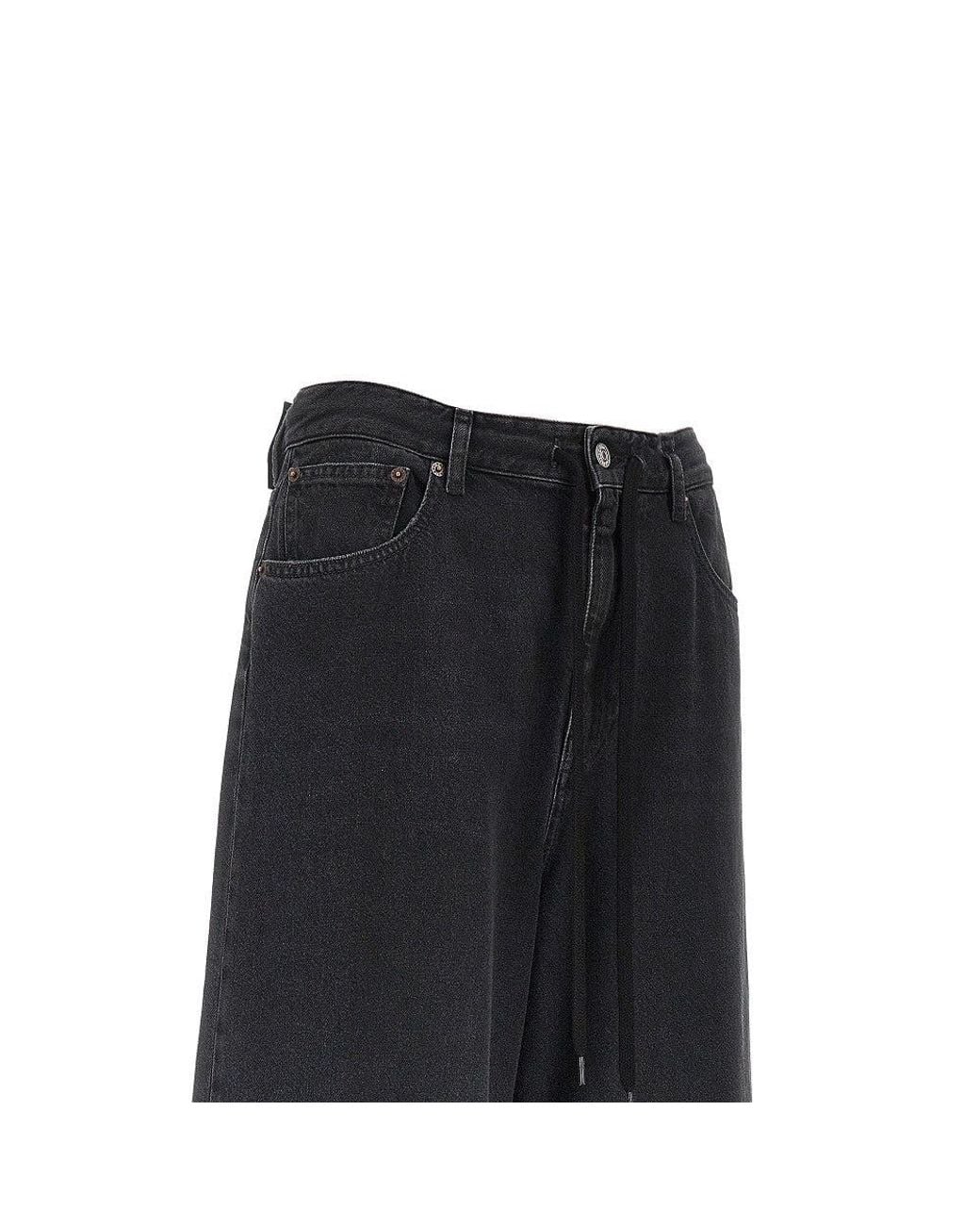 MM6 by Maison Margiela Black Oversized Jeans With Drawstring