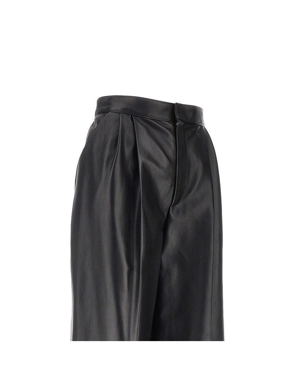 Bottega Veneta Black Nappa Leather Pants With Darts