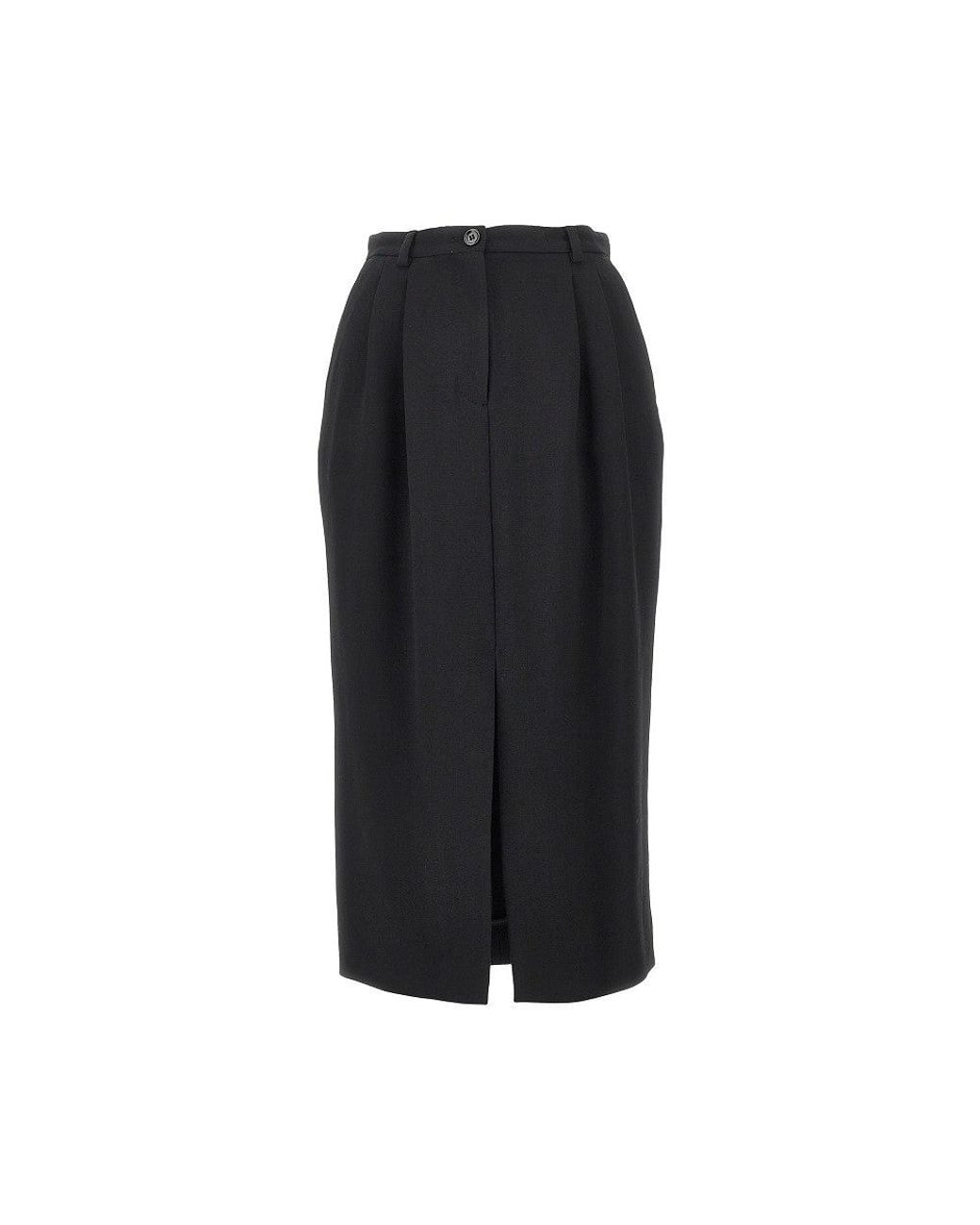 Dolce & Gabbana Black Grain De Poudre Wool Skirt