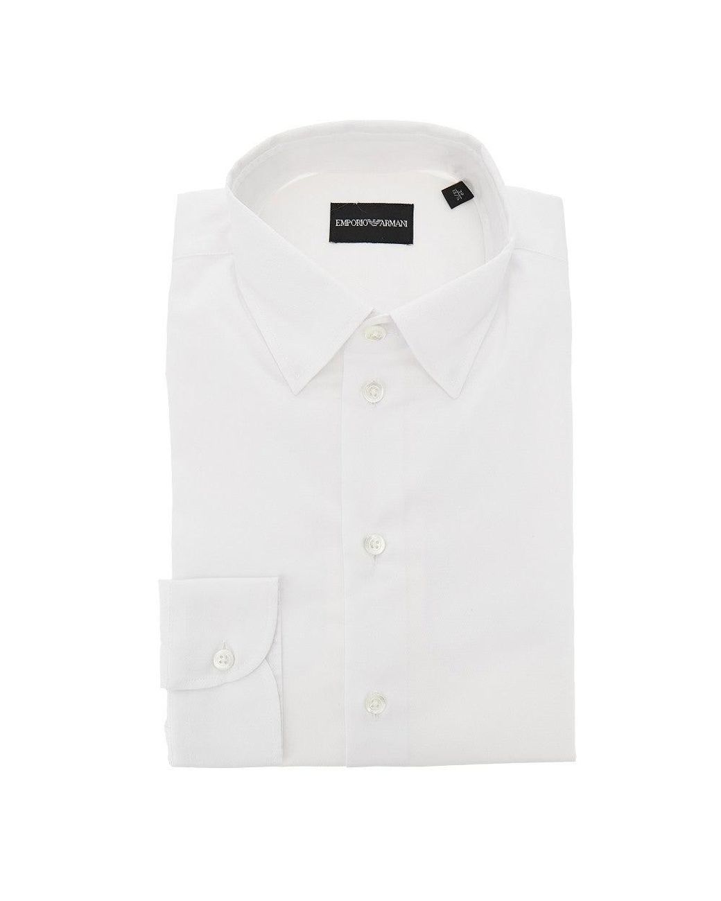 Emporio Armani White Micro-Textured Cotton Shirt for men