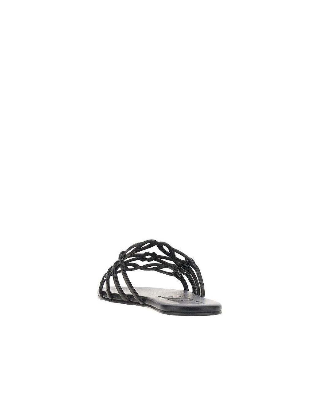 Loewe Black 'Anagram Petal' Leather Slides
