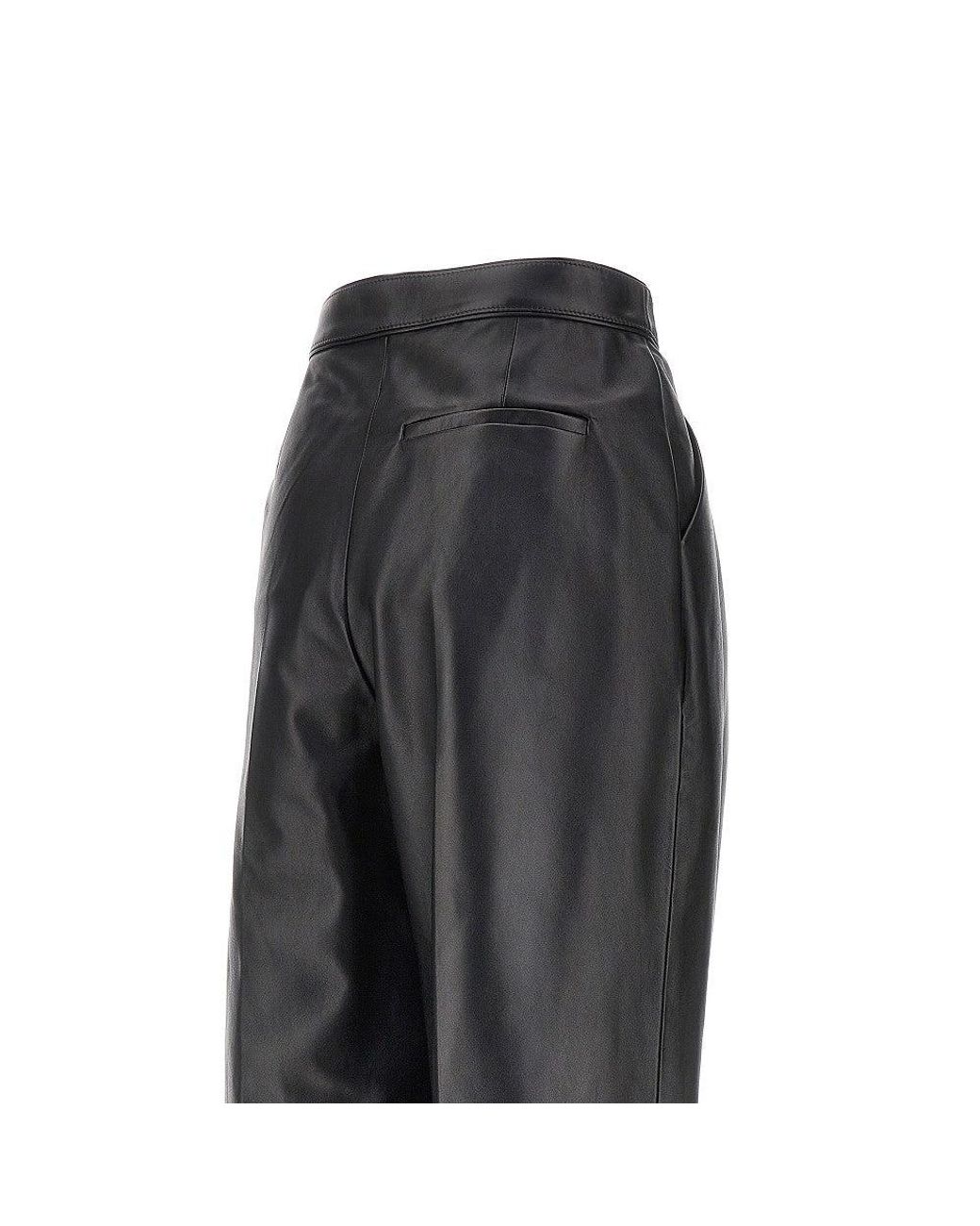 Bottega Veneta Black Nappa Leather Pants With Darts