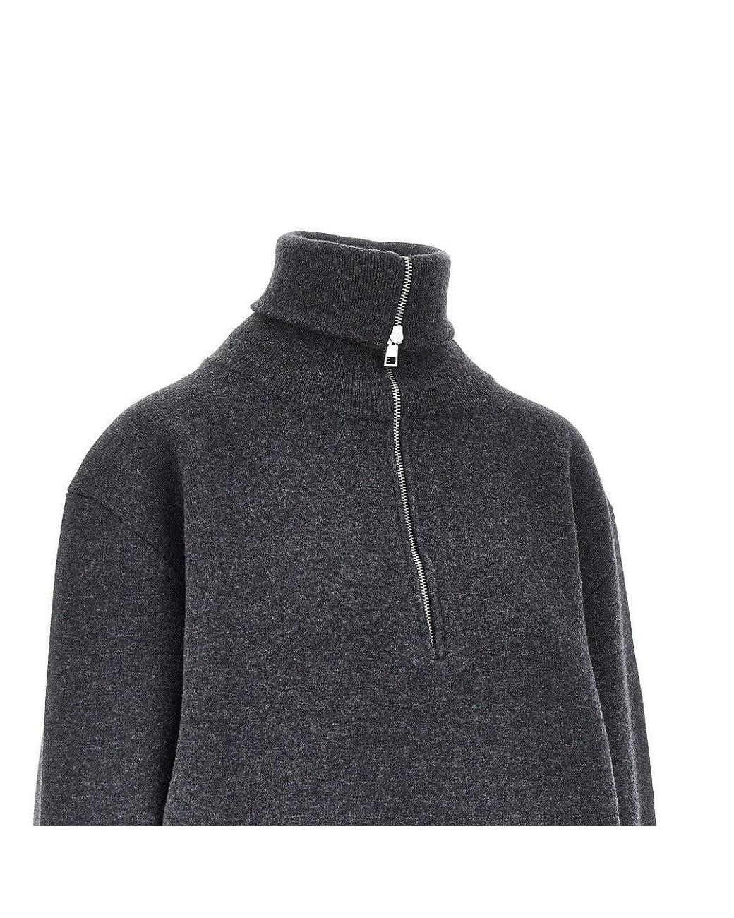 Rohe Blue Wool And Cashmere Half-Zip Sweater