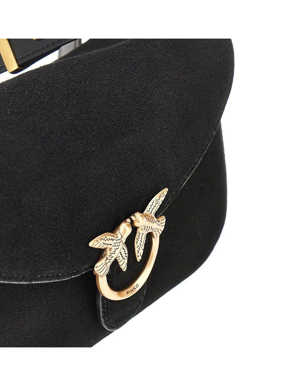 Pinko Black 'Mini Love Bag Satchel' Suede Leather Bag