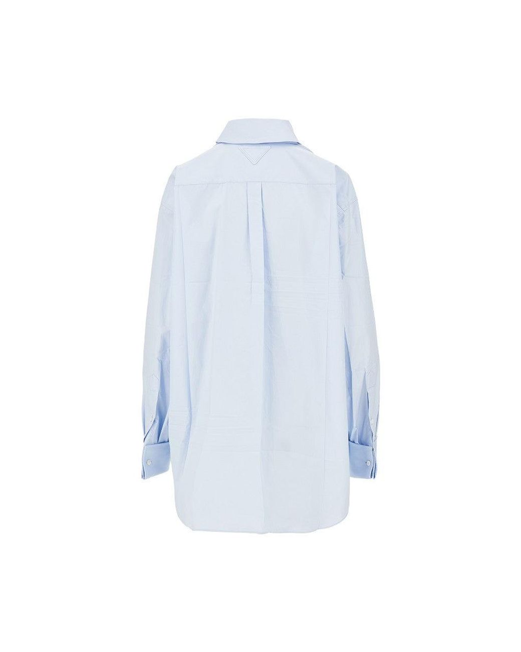 Prada Blue Poplin Shirt With Scarf