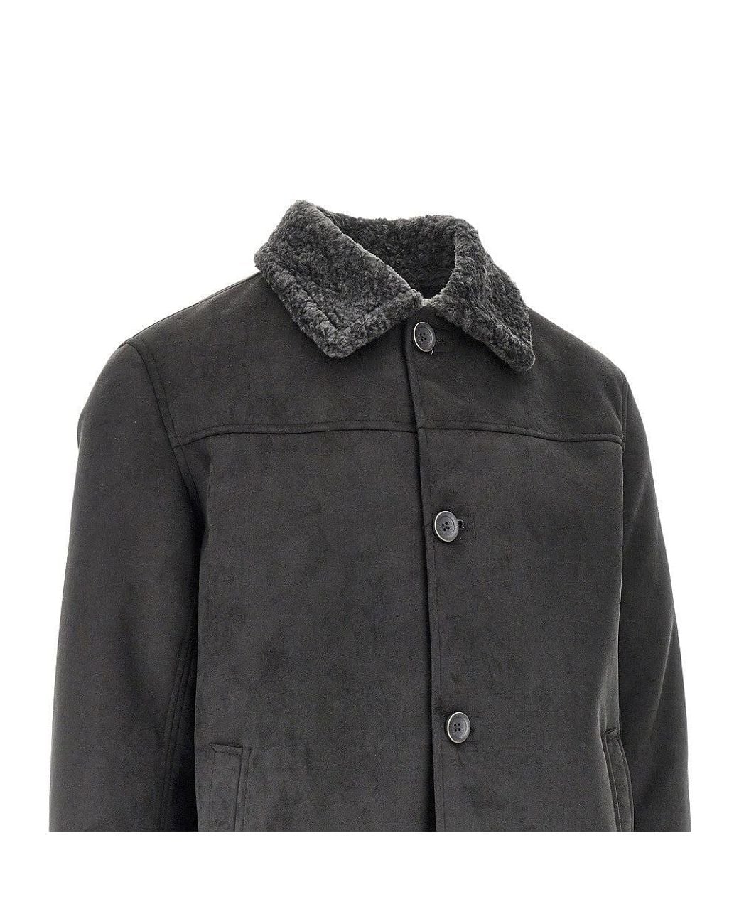 Herno Black Suede And Shearling Effect Jacket for men