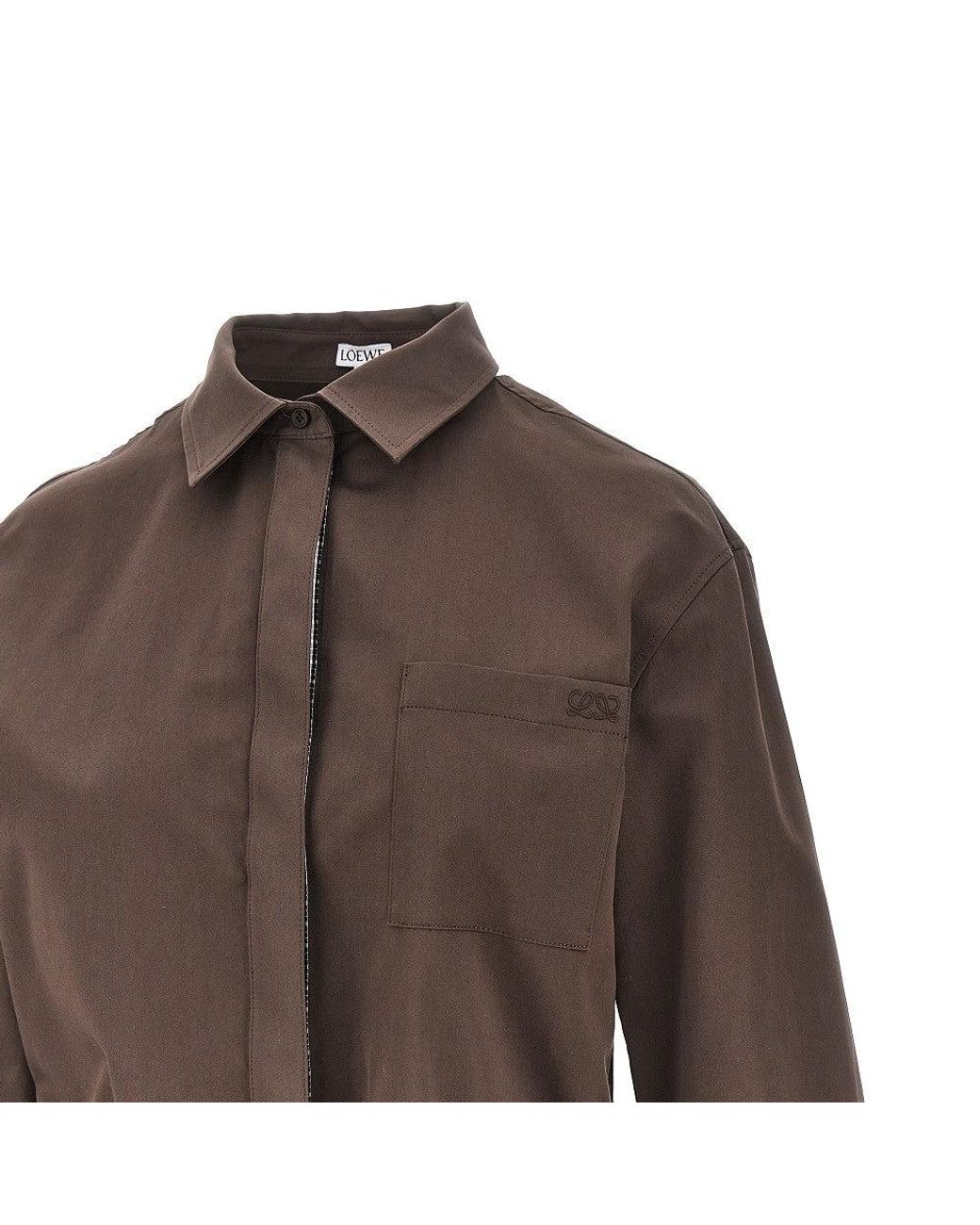 Loewe Brown Cotton And Silk Mini Shirt Dress