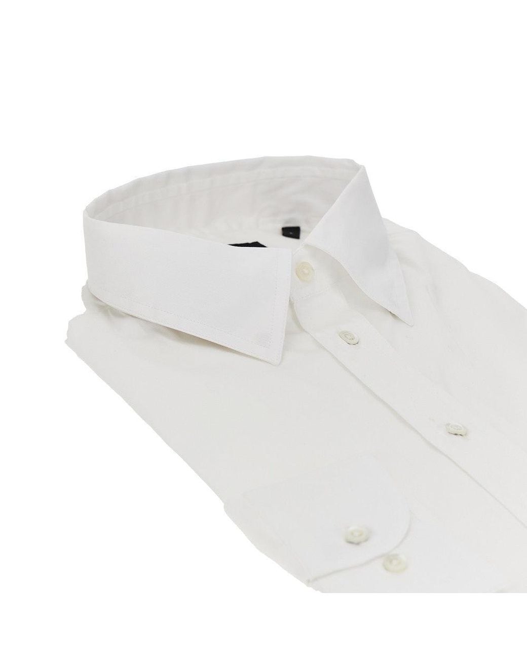Emporio Armani White Cotton-Blend Technical Poplin Shirt for men