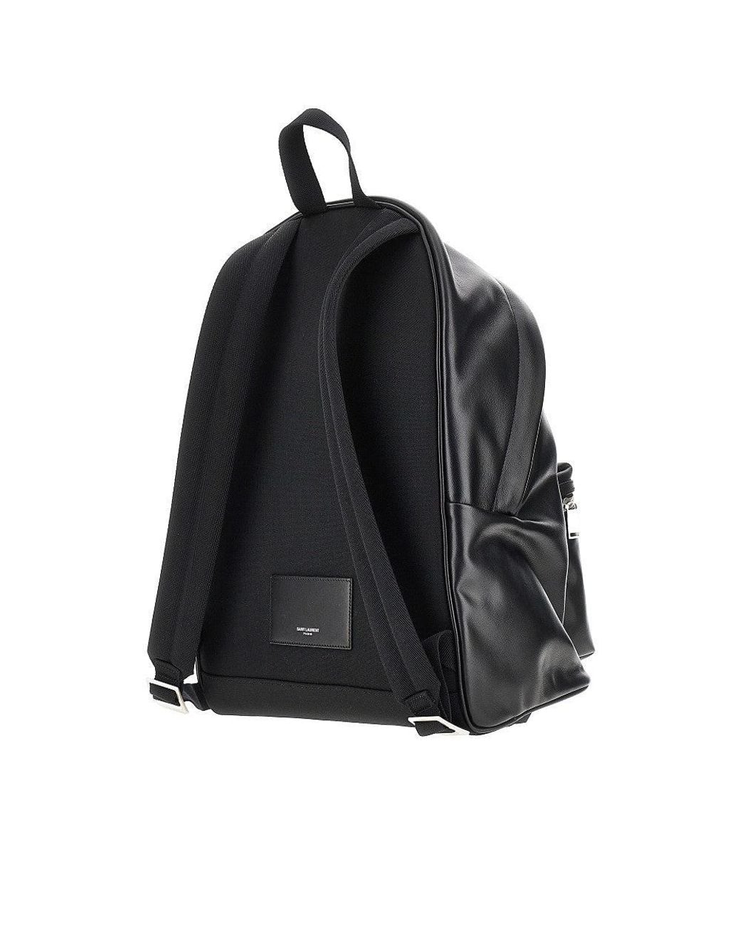 Saint Laurent Black 'City' Leather Backpack for men