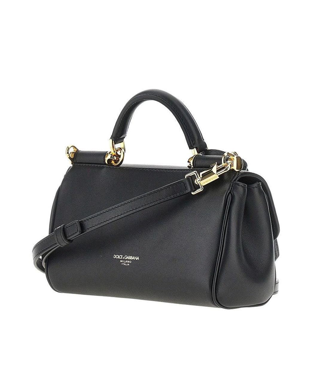 Dolce & Gabbana Black Plongé Leather 'My Sicily' Bag