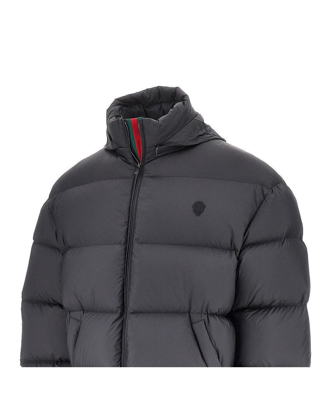 Gucci Gray Crest Embroidery Down Jacket for men