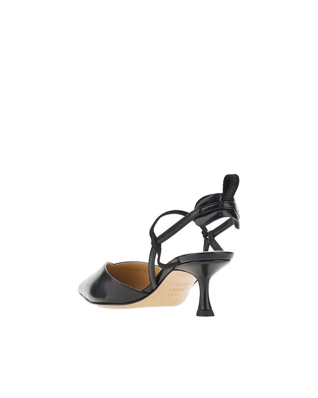 Fendi Black 'Very Colibry' Leather Slingback Pumps 38