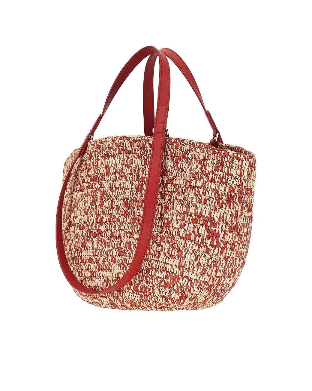 Loewe Red Raffia Medium 'Eclipse' Basket Bag