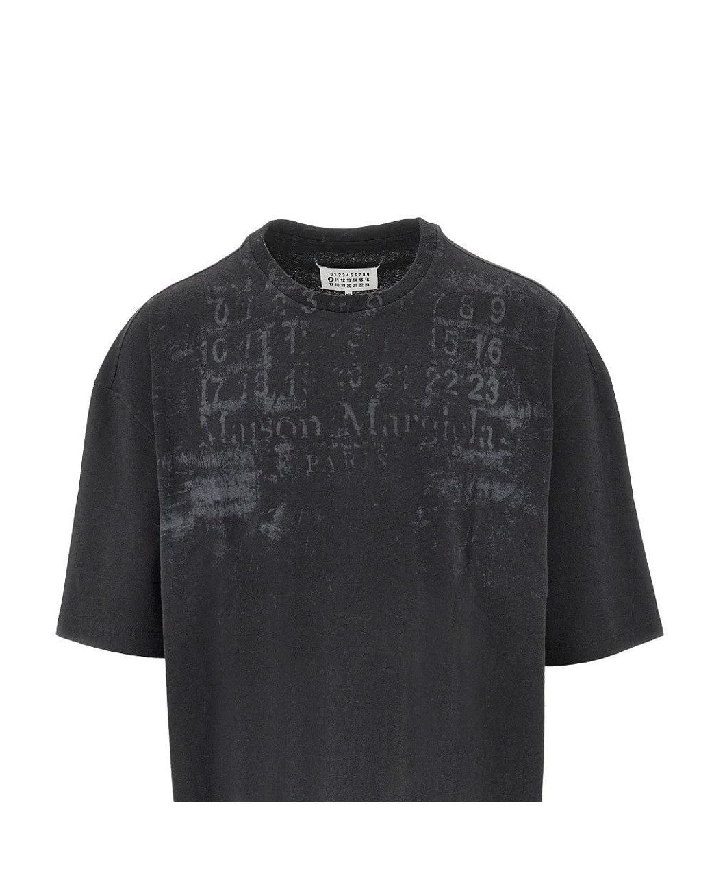 Maison Margiela Black Logo Print Oversized T-Shirt for men