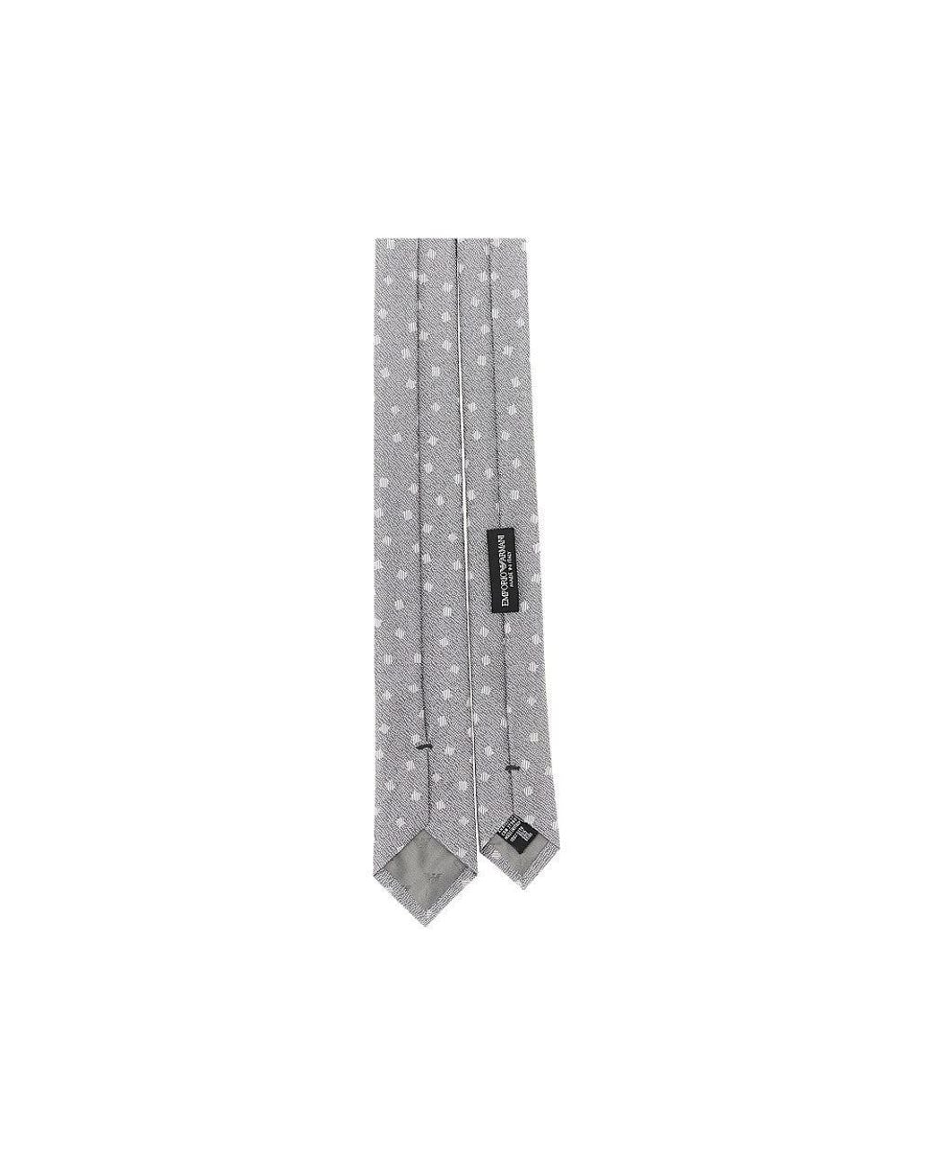 Emporio Armani Gray Jacquard Silk Necktie for men