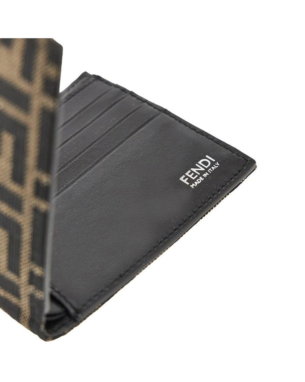 Fendi Black Ff Jacquard Bi-Fold Wallet for men