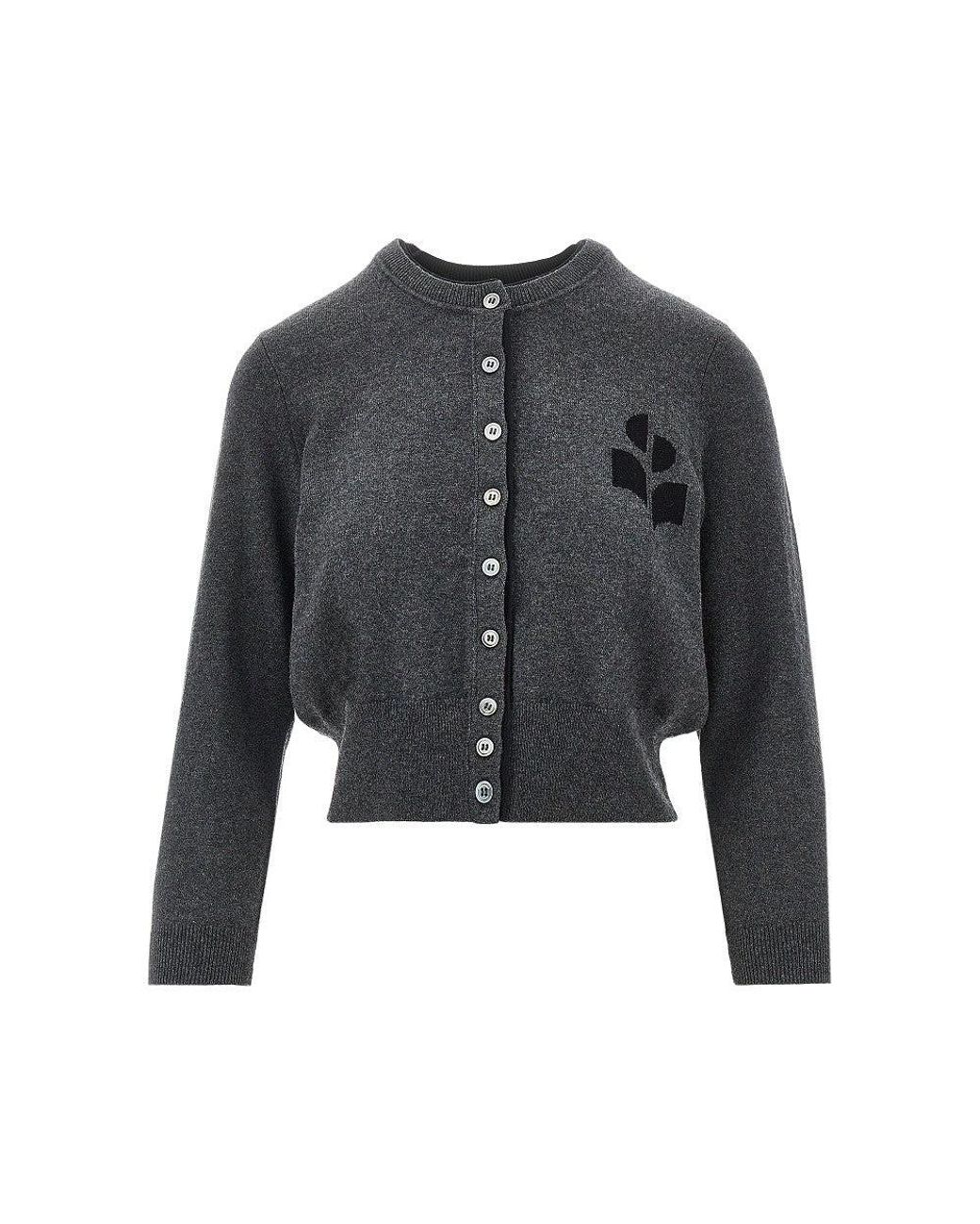 Isabel Marant Gray 'Lona' Cotton And Wool Cardigan