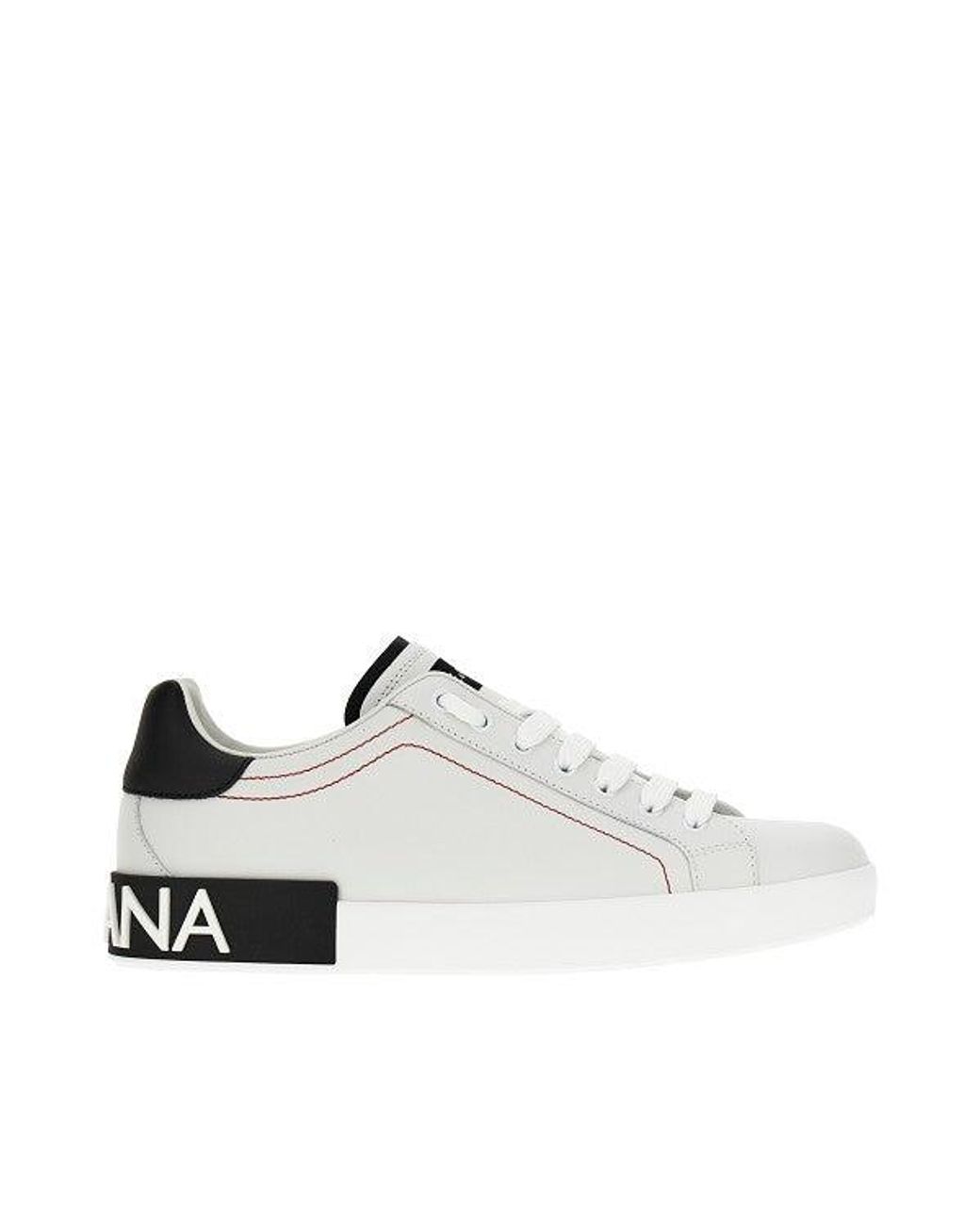 Dolce & Gabbana White 'Portofino' Leather Sneakers for men