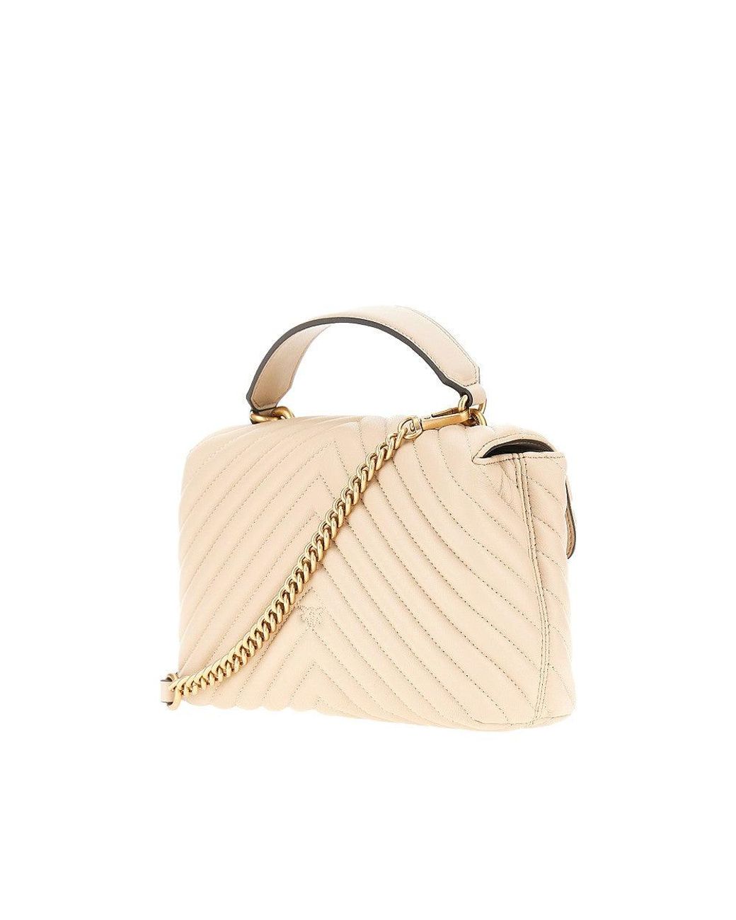 Pinko Metallic Chevron Nappa Leather Mini Love Lady Puff Bag