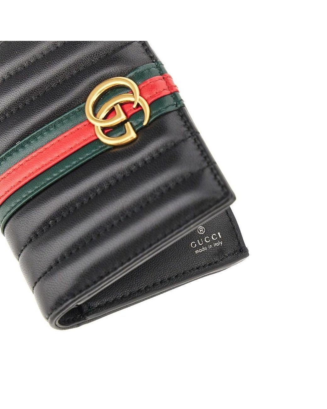 Gucci Gray 'Gg Marmont' Nappa Leather Bi-Fold Wallet