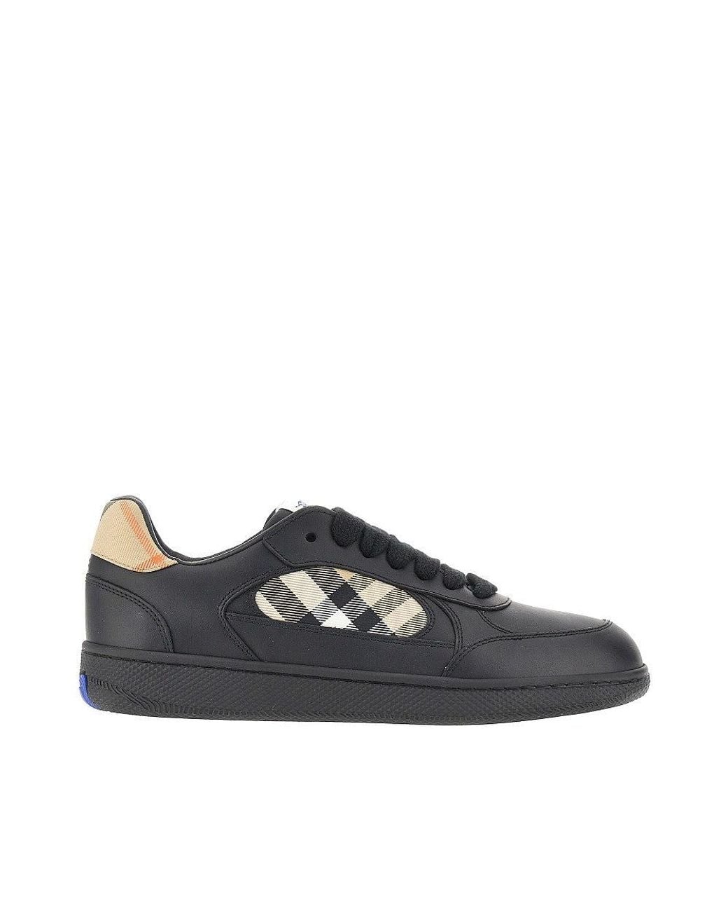 Burberry Blue Leather And Check Fabric 'Terrace' Sneakers for men