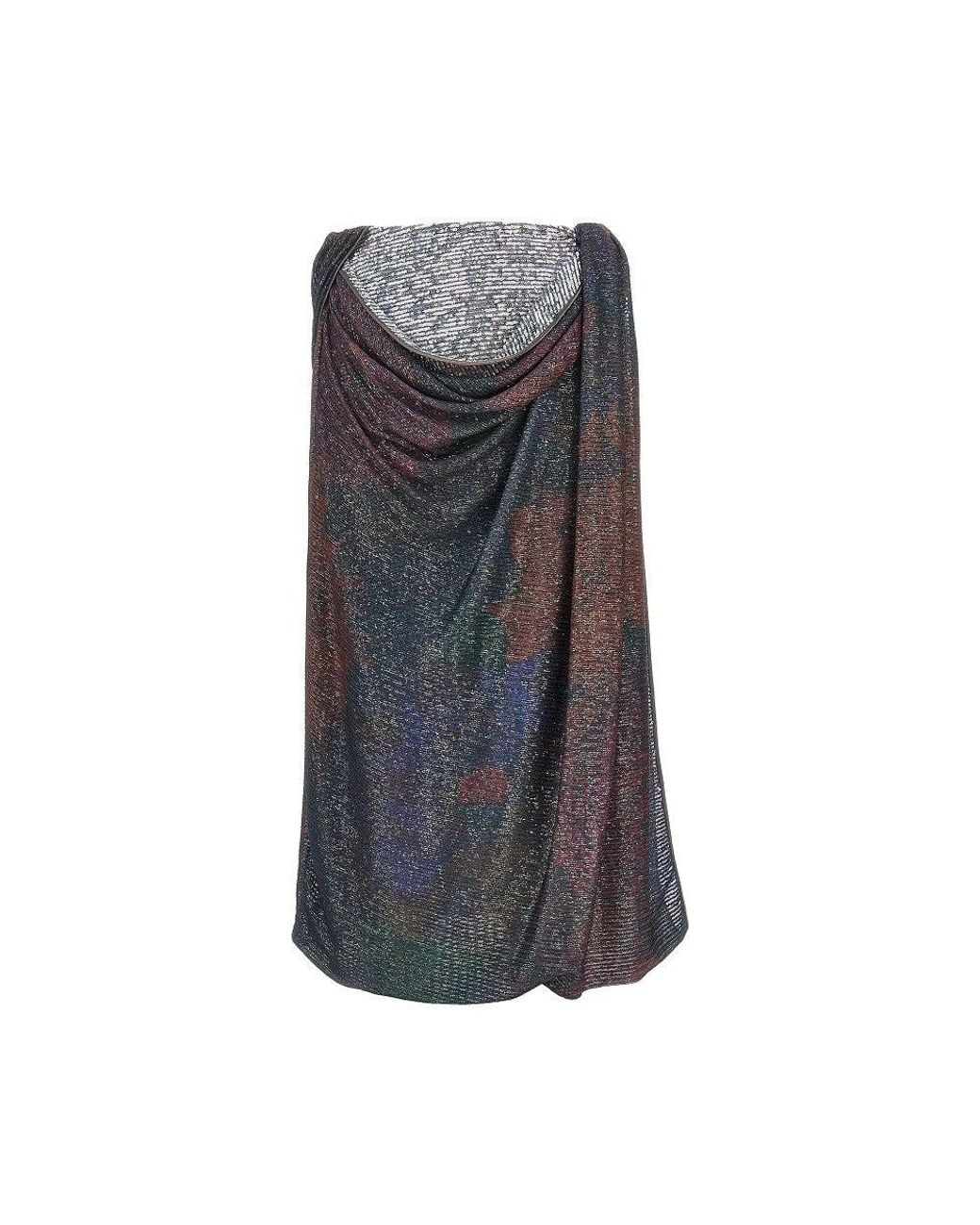 Maison Margiela Gray Sequinned Draped Midi Skirt